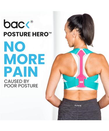 BACK Posture Hero - Adjustable Posture Corrector for Men & Women | Award-Winning Support | Fits 32-36 Inches (Pink/Turquoise S/M - Buy Online on GoSupps.com