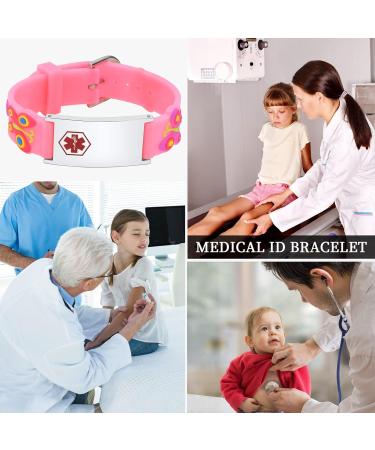 XUANPAI Personalized Safety Wristband Bracelet for Kids - Waterproof Cartoon Style Child ID Bracelet in Pink - Emergency Contact & Medical Info - Boys Girls Teens - Buy Online on GoSupps.com