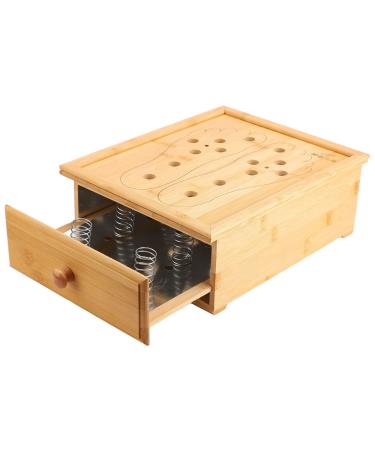 Foot mopics box made of bamboo with 6 compartments and ventilation holes drawer design for Moxa cone Moxa-stick-carbonized treatment
