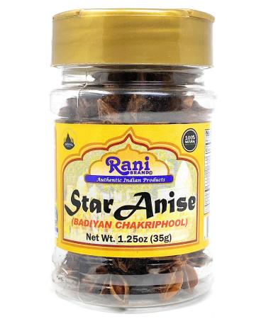 Rani Star Anise Seeds, Whole Pods (Badian Khatai) Spice 1.25oz (35g) PET Jar  All Natural | Gluten Friendly | NON-GMO | Vegan | Indian Origin Whole Pods (Jar) 1.25 Ounce (Pack of 1)