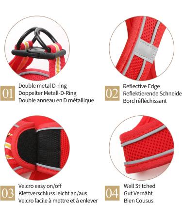 Buy Heele Small Soft Dog Dishes & Air Mesh Adjustable Harness - Safe Control for Walking Running Training - Reflective Red XS - Buy Online on GoSupps.com