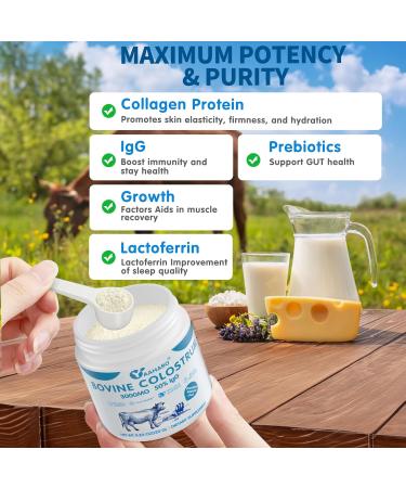 Colostrum Powder - Bovine Colostrum Supplement with Collagen Peptides for Women Men Grass Fed High IgG Superfood for Gut Health Immune Support Nail Hair Growth Easy to Mix Unflavored 4.23OZ Unflavored 4.23 Ounce (Pack  - Buy Online on GoSupps.com