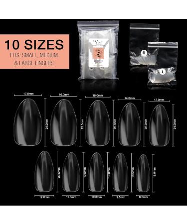BY VIXI 600 Medium Almond Nails - Full Coverage 10 Sizes Includes Preparation File | Perfect for Professionals & Home Use - Buy Online on GoSupps.com