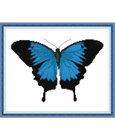 Stamped Cross Stitch Kits Full Range of Crossstitching Kits Preprinted Easy Patterns Embroidery kit for Beginner Printed Cross-Stitch for Home Decor 11CT 3 Strands-Ulysses Butterfly 16x13.8(inch)