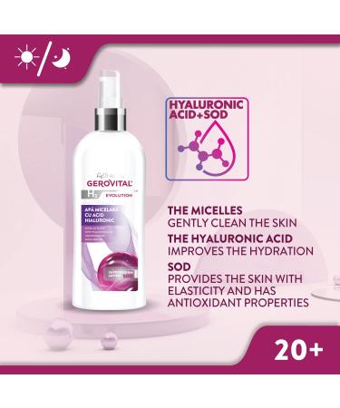 GEROVITAL EVOLUTION Micellar Water with Hyaluronic Acid & Anti-Aging Enzyme - Hydrating Facial Cleanser & Makeup Remover 150 ml - Buy Online on GoSupps.com