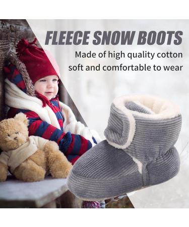 Spring Baby Winter Fleece Bootie | Non-Slip Soft Sole Shoes for Boys & Girls 12-18 Months | Adjustable Prewalker Boots in Grey - Buy Online on GoSupps.com
