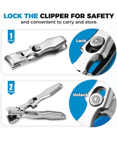 Premium Toenail Clippers for Men & Seniors | No Splash Nail Clippers with Catcher | Wide 17mm Opening for Thick Nails - Mess Free Design - Buy Online on GoSupps.com