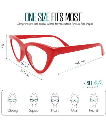 SeeLife Cat Eye Reading Glasses Women Red 2.0x - Stylish and Functional Eyewear for Clear Vision - Buy Online on GoSupps.com
