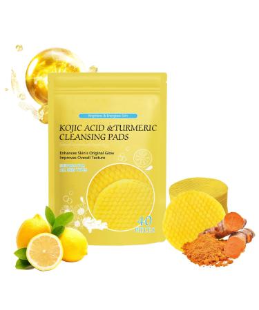 FmtwPhn 40 Turmeric Kojic Exfoliate Pads Kojic-Acid & Turmeric Pads Turmeric Kojic-Acid Pads Infused Foaming E-xfoliating Pads Face Exfoliator Pad Removes Excess Keratin