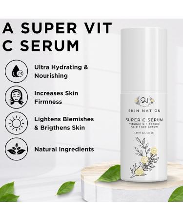 Skin Nation Vitamin C Serum Deep Penetration for Collagen Boost Dark Spot Reduction & Intense Hydration - Shop Internationally - Buy Online on GoSupps.com