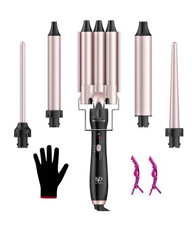 Hair Curler LAYADO 5 in 1 Curling Wand Set with 3 Barrel Hair Waver and 4 Interchangeable Ceramic Curling Tongs 9-32MM Two Temperature Adjustments Curling Iron for Long Medium Short Hair