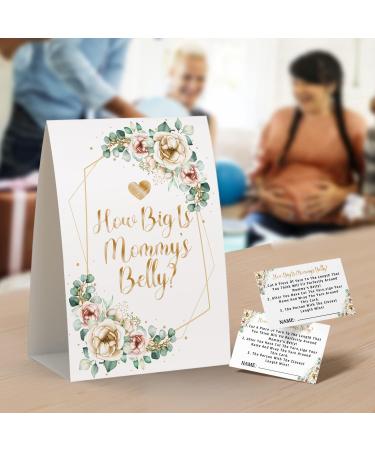 Baby Shower Games: Measure Mommy's Belly Size Game - Includes Standing Sign & 50 Advice Cards - Buy Online on GoSupps.com