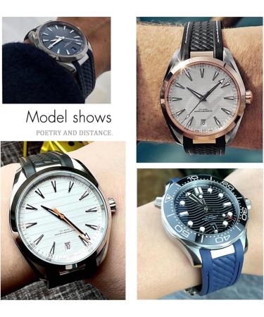 IoTup Rubber Watch Bracelet for Omega Seamaster 300 Aqua Terra 8900 & Speedmaster - 19mm & 20mm Curved End Silicone Wrap - Buy Online on GoSupps.com