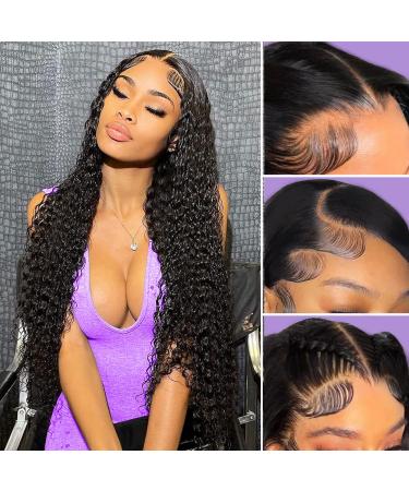JIETAI 13X4 HD Lace Front Wigs Human Hair Pre Plucked with Baby Hair 180% Density Brazilian Curly Wave Human Hair Wigs for Black Women 9A Glueless Lace frontal Wigs Natural Color (26 Inch)