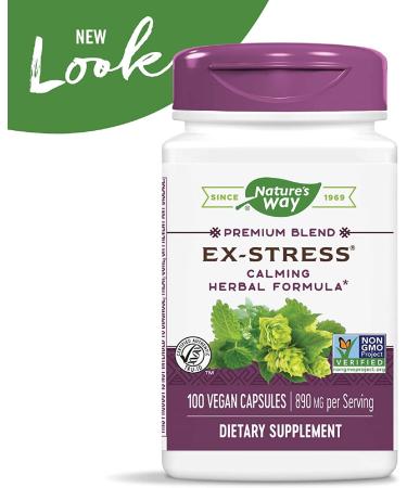 Nature's Way Ex-Stress Calming Herbal Formula - 890 mg, 100 Vegan Capsules - Natural Stress Relief - Buy Online on GoSupps.com