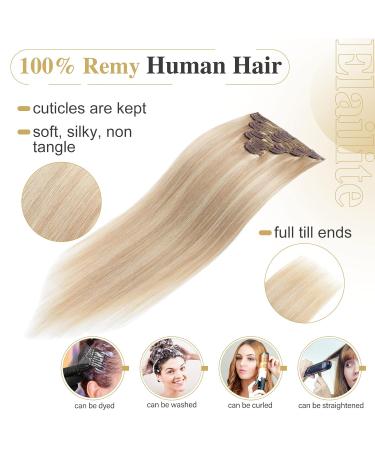 Elailite Clip-In Extensions - 40cm Real Remy Hair 130g 8 Tresses #18P613 Ash Blond Mix - Perfect for Full Hair Volume - Buy Online on GoSupps.com