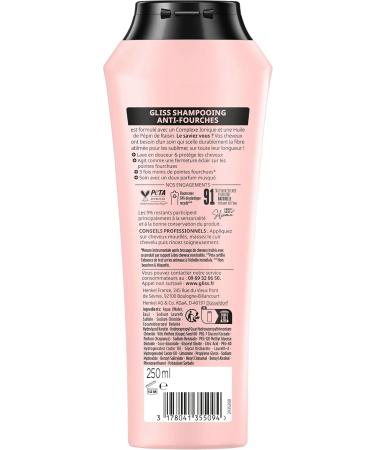 Schwarzkopf - Gliss - SOS Length & Ends Shampoo - Anti-split ends - Repairs & Strengthens Hair Fiber - For Split Lengths and Ends - 91% Natural Ingredients - 250 ml - Buy Online on GoSupps.com