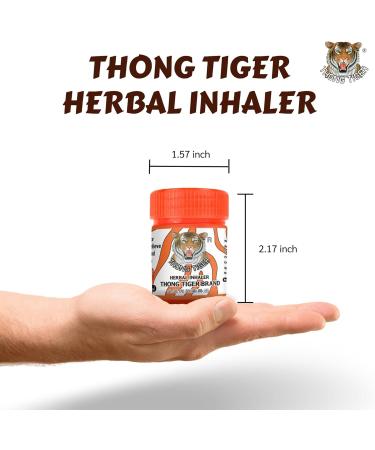 Thong Tiger Herbal Inhaler Thai Nasal Inhaler with Menthol Peppermint Oil & Herbal Blend for Sinus Relief Clear Breathing & Aromatherapy Pocket-Sized Natural Remed (1) - Buy Online on GoSupps.com