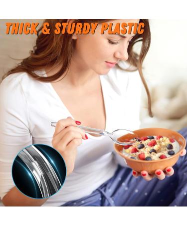 6.8 Inch Large Size Heavy Duty Plastic Spoons - 84 Count Pack | Heat Resistant & BPA Free | Premium Disposable Spoons for Parties - Clear & Durable - Buy Online on GoSupps.com