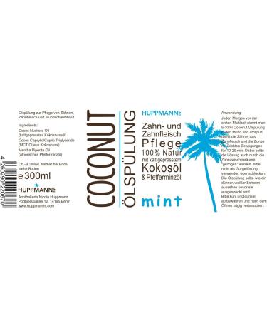 Huppmann's Coconut Mund-oil Flushing Mint - Natural Mouthwash & Oil Pulling Solution with Coconut Oil - Buy Online on GoSupps.com
