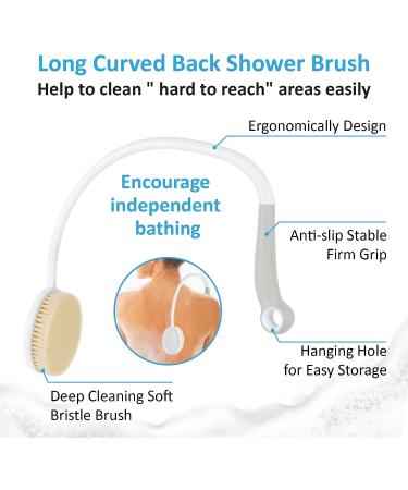 FULLOFJOY Long Handle Back Bath Brush for Elderly & Disabled - U-Shaped Body Scrubber 27.56 Length | Man & Woman | Limited Mobility Friendly - Buy Online on GoSupps.com