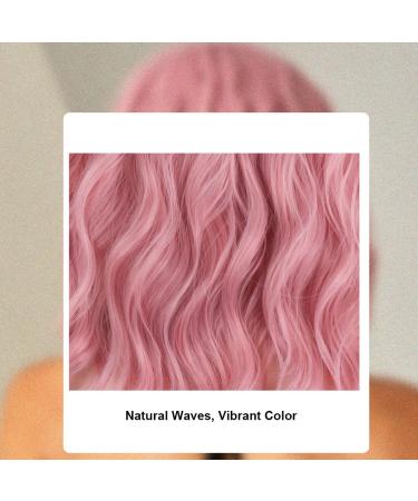BERON 14 Women Girls Short Curly Synthetic Wig with Bangs - Lovely Pink 14 Inch - Buy Online on GoSupps.com