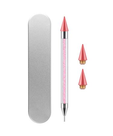 Ouligay Strass Picker Dotting Point Point Pen Dual Ended Gemstones with 2 pieces of two interchangeable wax heads Nail Art Tools for DIY NAGE DESIGN RASTSESTES (pink)