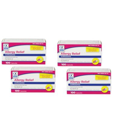 Quality Choice Allergy Relief Antihistamine Medicine 100 Capsules Each (4)
