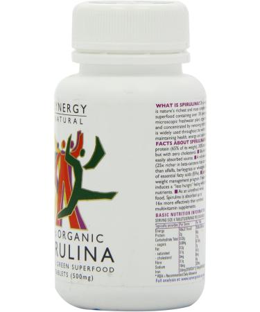 SYNERGY NATURAL Organic Spirulina Tablets - 100tabs (1 Pack) - Buy Online on GoSupps.com