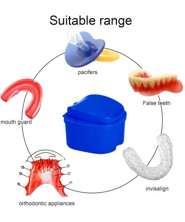 Denture Box for False Teeth Storage - Dental Prosthesis Container with Sieve - Dark Blue Retainer Holder for Cleaning & Organization - Buy Online on GoSupps.com