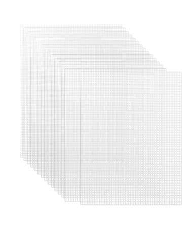 Pllieay 15 Pieces 7 Count Plastic Mesh Canvas Sheets for Embroidery Acrylic Yarn Crafting Knit and Crochet Projects (10 x 13 inch White)