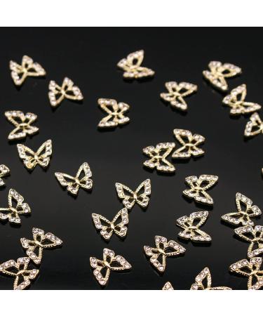 JERCLITY 30-Piece 3D Gold & Silver Butterfly Nail Charms with Clear Rhinestones - Metal Butterfly Nail Studs & Jewels for Nails - Buy Online on GoSupps.com