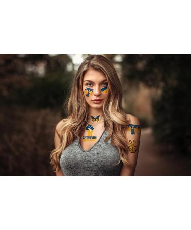 Ukraine Flag Temporary Tattoos Stickers - 8 Sheets Party Supplies for Women Kids Boys Girls - Fake Tattoos Rewards Gift - Buy Online on GoSupps.com