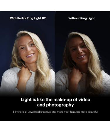 Kodak 10 LED Ring Light with Tripod for Smartphones & DSLR - Adjustable Brightness, Color Balance, 1800 Lumens - Remote Shutter, Carrying Case Included - Buy Online on GoSupps.com