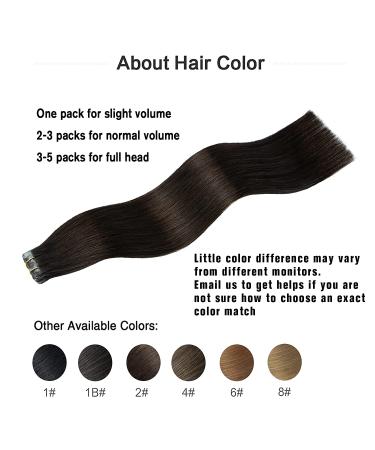 Tape in Hair Extensions 18 Inch 2 Dark Brown 100% Remy Human Hair 20 Pcs Package - Silky Straight for Fashion Women - Buy Online on GoSupps.com