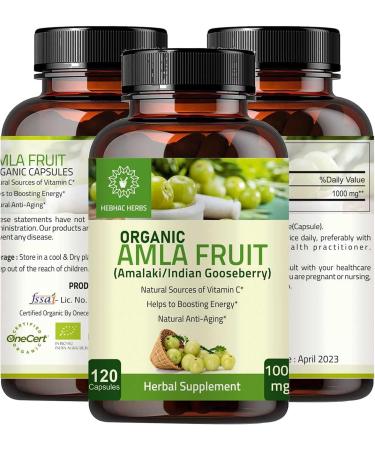 Organic Amla Capsules - 120 Count | Natural Antioxidant Superfood Supplement with Phyllanthus Emblica (Amalaki) Fruit Powder - Buy Online on GoSupps.com