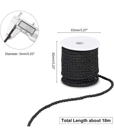 PandaHall 5mm Black Braided Cord Trim - 59 ft Decorative Twine Rope for Home Decor, Costumes, and Graduation Honor Cords - Buy Online on GoSupps.com