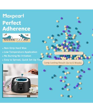 Maxpearl Waxing Kit - Hard Wax Beads Hair Removal Warmer for Fine & Coarse Hair - Eyebrows, Facial, Underarms, Brazilian Bikini, Legs - Digital Display w/ 20 Application Sticks - Buy Online on GoSupps.com
