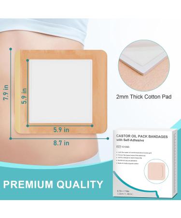 20 Organic Cotton Castor Oil Packs for Liver Detox - Absorbent Self-Adhesive Wraps - 8.7x7.9 - Skin Color - International Shipping Available - Buy Online on GoSupps.com