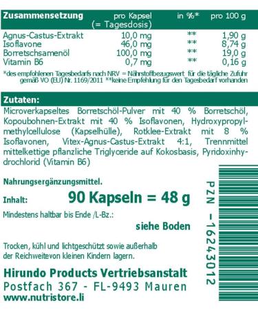 Agnus Castus 10 mg Extract & Red Clover Isoflavones - Premium Nutritional Supplements with Borro Oil & Vitamin B6 for Women's Health - Buy Online on GoSupps.com