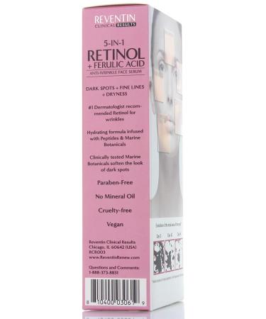 Reventin Clinicals Retinol Serum with Ferulic Acid, Hyaluronic Acid & Peptides - 1.4 Fl Oz | Anti-Wrinkle & Age Spot Treatment - Buy Online on GoSupps.com