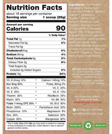 Nature Zen Protein - Plant Based Strawberry Powder (1LB/454G) | Sugar & Gluten Free No Soy & Peanuts - Buy Online on GoSupps.com