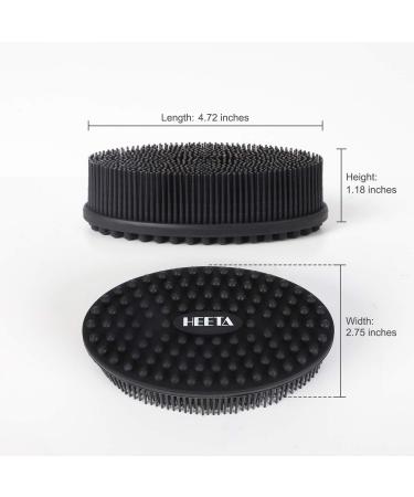 HEETA Silicone Body Brush for Wet Dry Brushing - Gentle Exfoliating & Massage for Softer Glowing Skin - Shower Brush for Women Men Kids (Black) - Buy Online on GoSupps.com