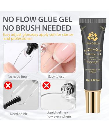 UNA GELLA Solid Nail Glue Gel 10ml | Super Strong Nail Glue for Acrylic Nails | Lamp Curing Needed | Soak Off Gel for Nails Extension | 1pcs - Buy Online on GoSupps.com