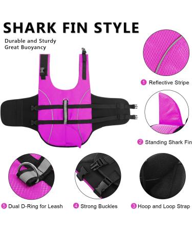 Buy Queenmore Dog Life Jacket - Ripstop Swimming Vest for Small & Large Dogs | Lifeguard with Handle for Kayaking - Fuchsia M - Buy Online on GoSupps.com