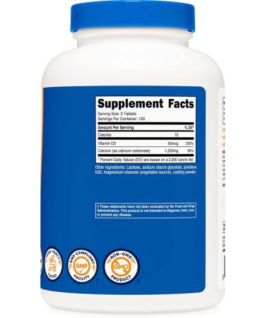 Nutricost Calcium with Vitamin D3 1200mg - 240 Tablets | Non-GMO & Gluten Free - Buy Online on GoSupps.com