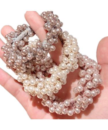 cuhair 3 x Pearl Hair Ties Ponytail Holder Hair Accessories for Women Simple