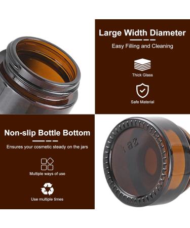SUQURTOM 10-Pack 20ml Amber Glass Cosmetic Containers - Refillable Cream Lotion & Essential Oil Bottles - Buy Online on GoSupps.com