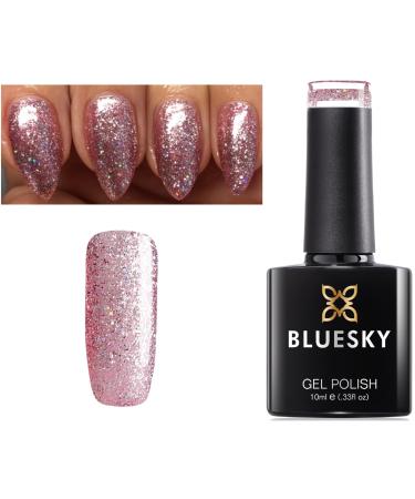 Bluesky Nail Gel Polish PINK GLITTER PLATINUM 23 LIGHT PINK/LILAC HOLOGRAPHIC Glitter UV LED Soak Off 10ml