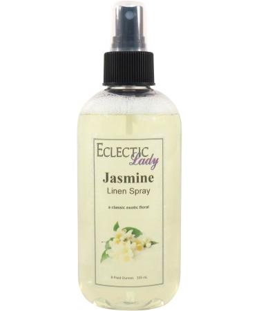 Jasmine Linen Spray 8 ounces - Eclectic Lady Sheet and Linen Spray - No Artificial Colors Parabens or Preservatives - Long-Lasting Scent for Bed Fabric & Pillow 8 Fluid Ounces